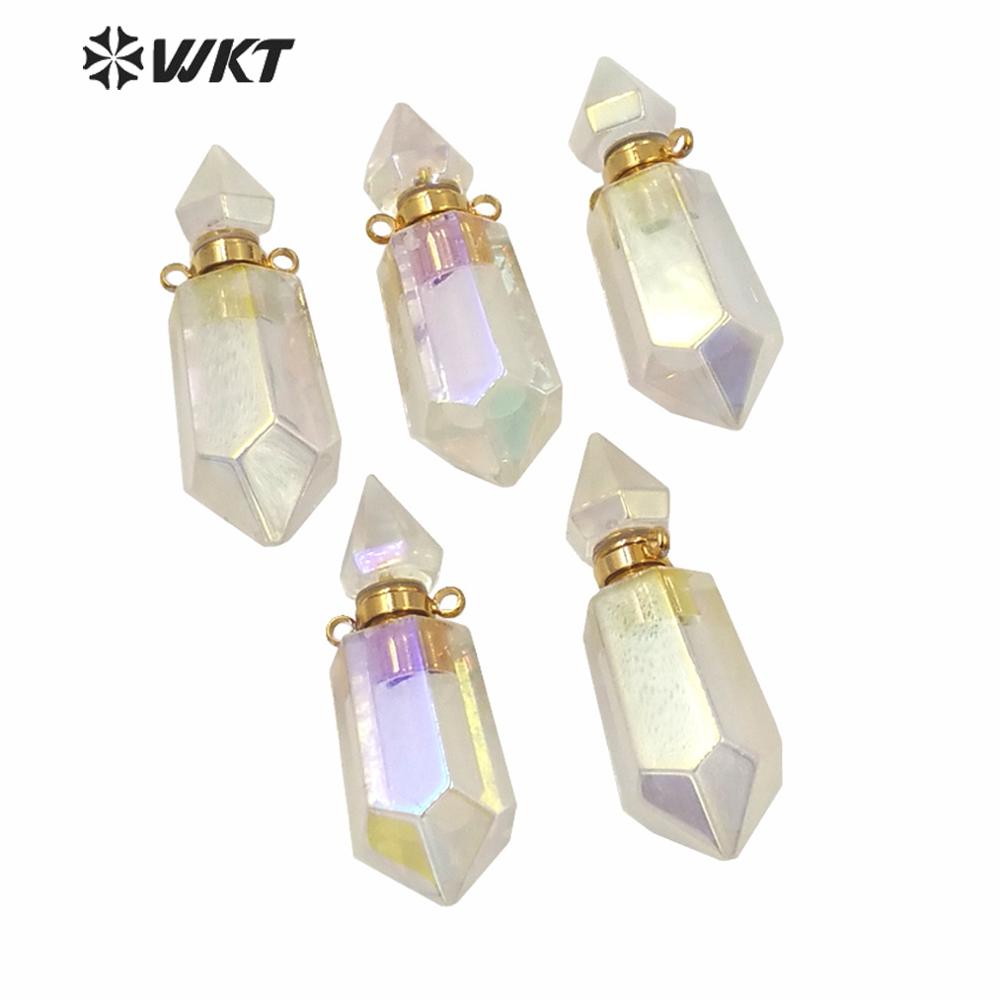 WT-P1591 Amazing lady enegy natural crystal quartz AURA perfume bottle pendant as for friends essencil oil pendant