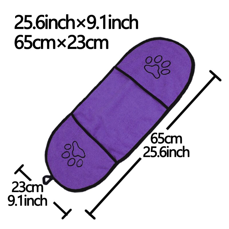 Serviette de bain en microfibre pour petit chat, Ultra absorbante, sèche-linge pour chiots et grands chiens, peignoir, couverture pour chaton avec poche: purple