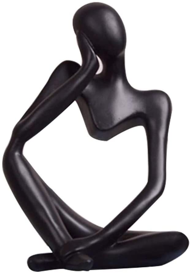 The Thinker Statue Black Abstract Sculpture Resin Statues for Home Decor Modern Home Office Desktop Shelf Bookshelf Decor: Left