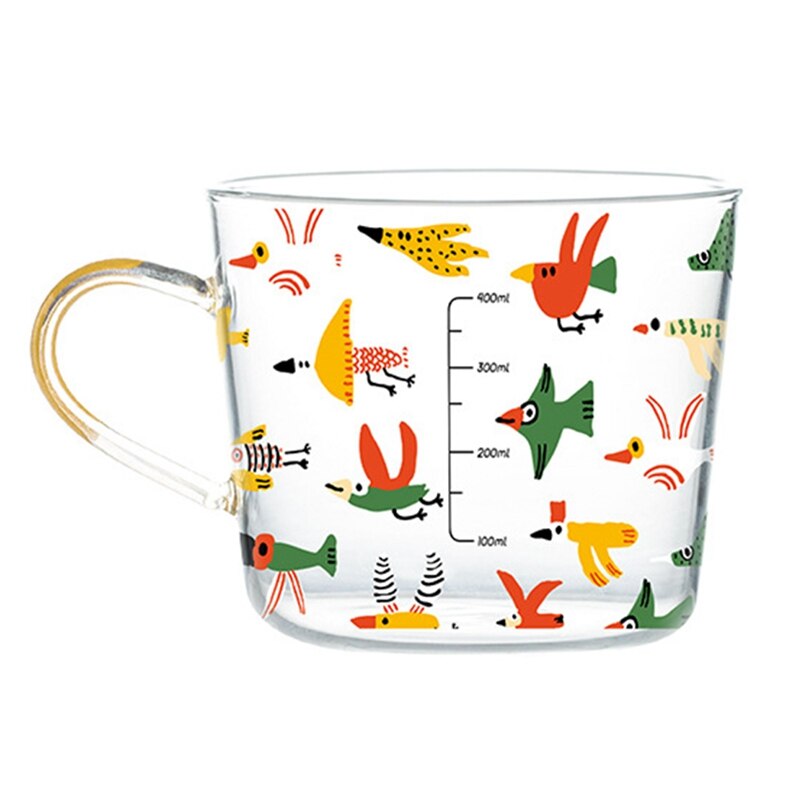 ! 500ML Cartoons Scale Glass Mug,Breakfast Mlik/Coffee Cup,Household Water Mug,Heat Resistance Teacup: Clear