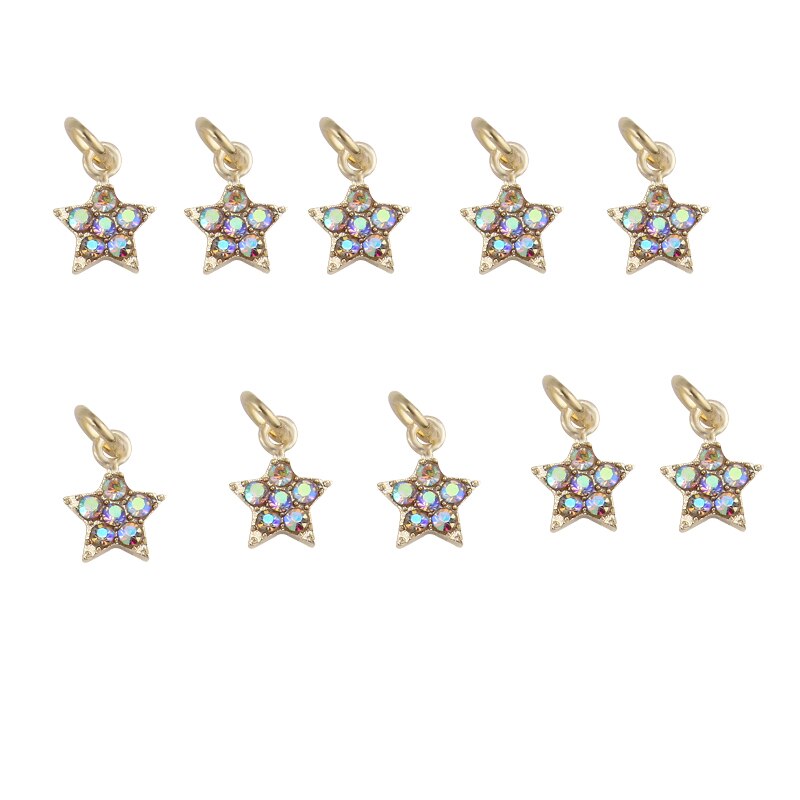 10Pcs Luxurious Hollow Dangle Nail art Charms Golden Star/Heart/Moon /Christian Cross Nail Piercing Jewelry Nail Hoop Pendants#5: 839