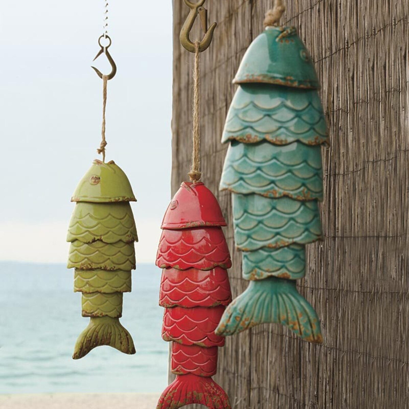 Carillón de viento de pez Koi de colores, carrillón de viento de resina para exteriores, colgante, de Navidad, decoración de jardín