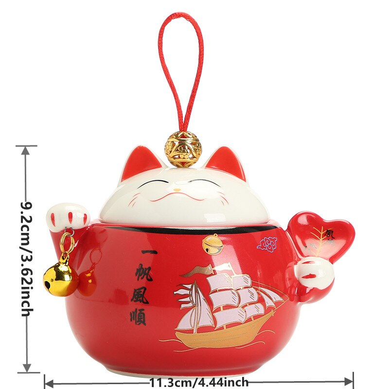 Bocaux en céramique multifonctions, pot à thé, pot à épices, décor rustique de maison Kawaii, décoration de salle, chat porte-bonheur