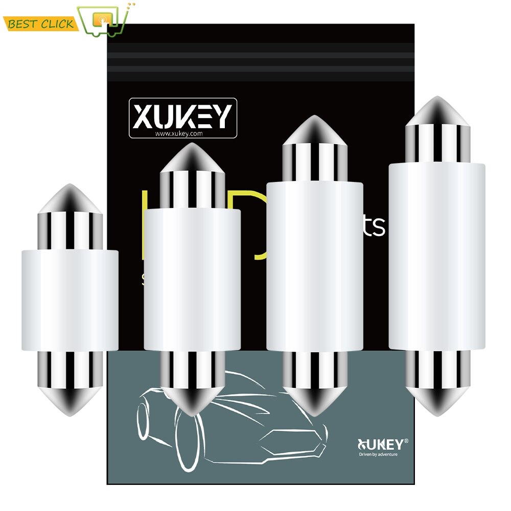 Xukey 2x Festoen 41Mm 39Mm 36Mm C10W Auto Interieur Verlichting Led Kaart Trunk Cargo Dome Lamp Wit lampen 3030 Smd Geen Fout Wit 3W