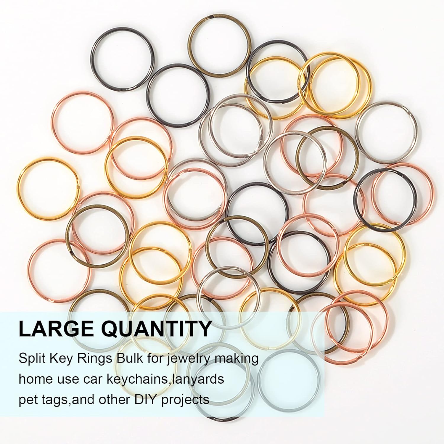 50 STKS Metalen sleutelhanger Afneembare split-sleutelhanger voor thuis, auto, kantoor Sleutelaccessoires DIY Craft Making Kit (25 mm)