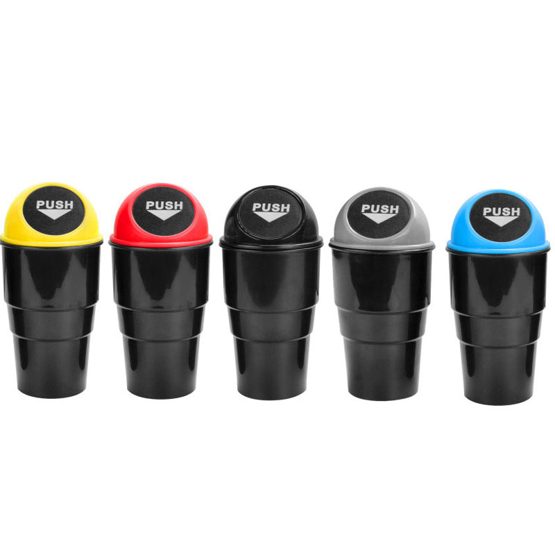 Cubo de basura para coche, contenedor de basura automático, caja para polvo, color amarillo, rojo, azul, negro y gris