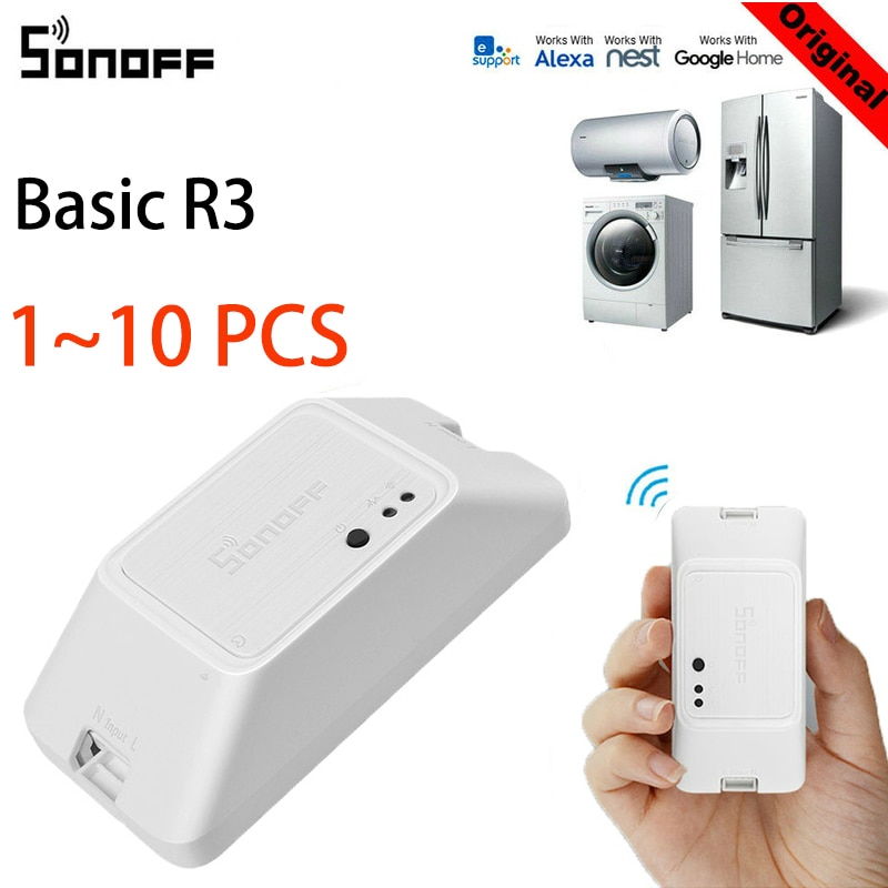 1/2/3/5/10/PCS Sonoff Basic R3 WIFI bricolage intelligent 433Mhz RF commutateur de commande sans fil commutateur à distance domotique travail avec Google