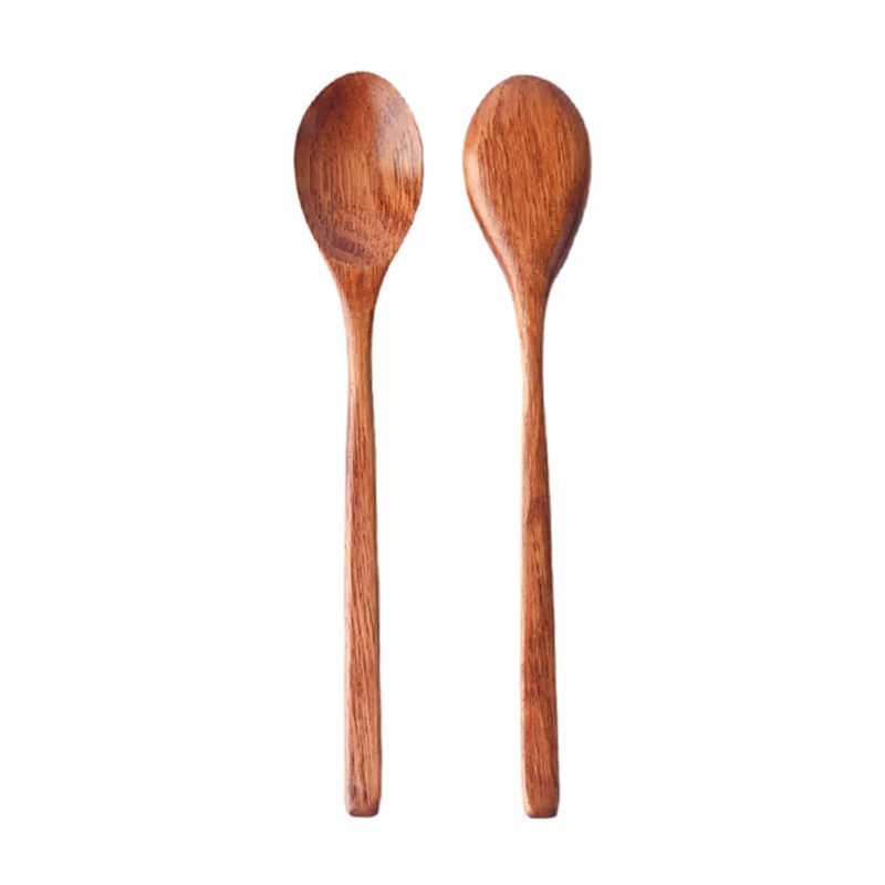 Wooden Spoons, 12 Pieces Wood Soup Spoons for Eating Mixing Stirring, Long Handle Spoon Kitchen Utensil