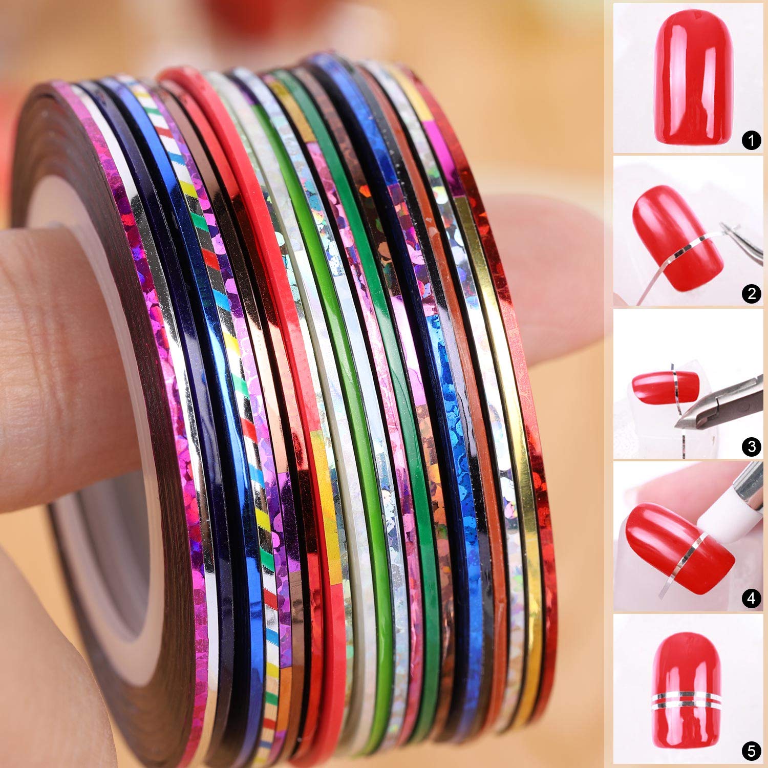 Nail Art Set Gel Brush Dotting Pen Glitter Polish Rhinestones Striping Tape Stickers Accessories Tools Kit Decorations