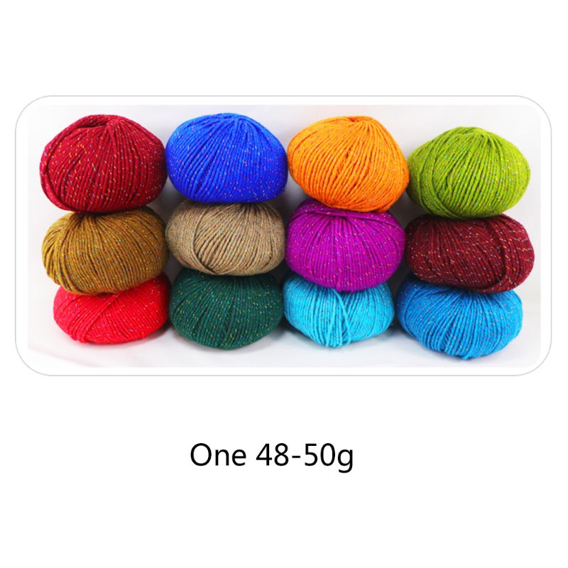 3 Roll 2 Strand Medium Thick Acrylic Fiber Hand Knitting Yarn Colorful Shiny Metallic Crochet Wool Thread for DIY Scarf