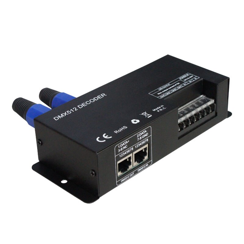 Factory Price 8A RJ45 DMX PWM Control Signal 4 Channels 4CH RGBW DMX512 Decoder For LED Strip Light