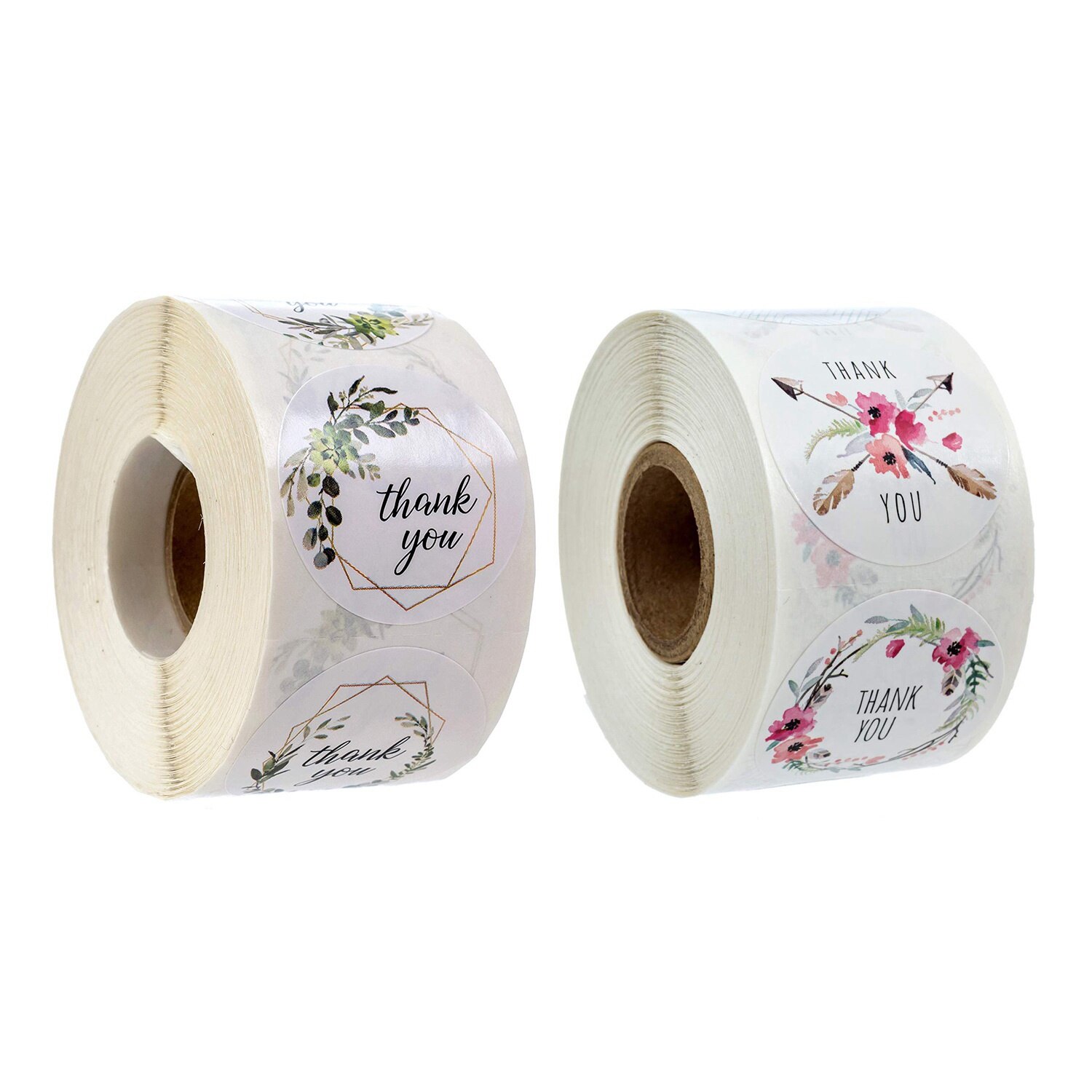 1000x Thank You Stickers Greenery Frames Thank You Stickers / 4 Alternating Designs & 6 Different: Default Title