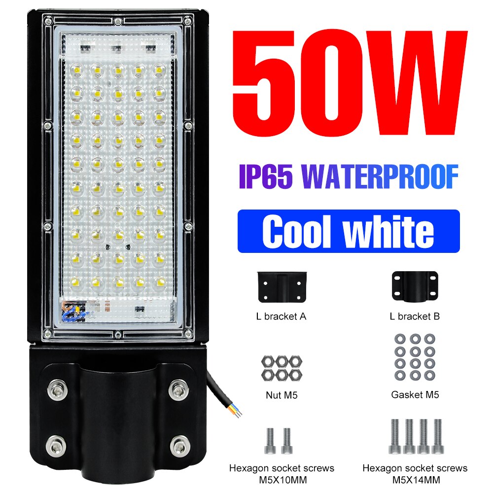220V Led Licht Binnenplaats Wandlamp IP65 Waterdichte Lampara Led Street Lamp Parken Schijnwerper Billboards Straat Verlichting: Cool-White-50W