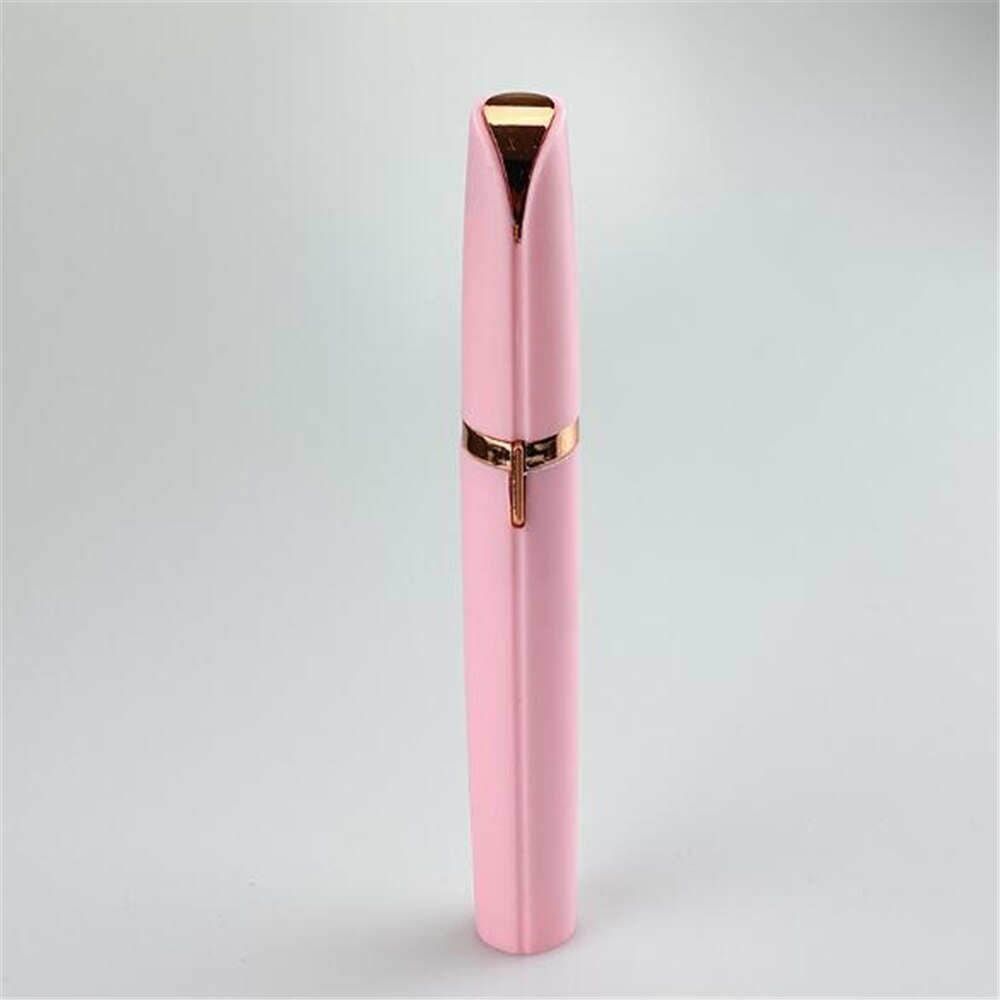 Eye Brow Shaver Shaper Electric Eyebrow Trimmer Remover Painless Epilator Razor Portable Facial Hair Remover Makeup Beauty Tools: Pink-Battery