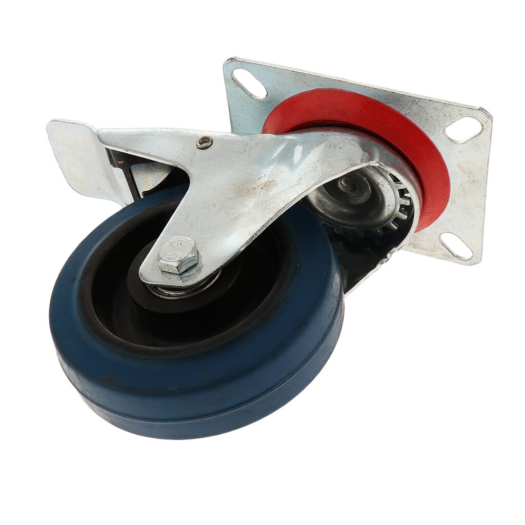 4 Inch Low Profile Casters Wheels Soft Rubber Swivel Caster No Noise with 360 Degree Top Plate & Brake