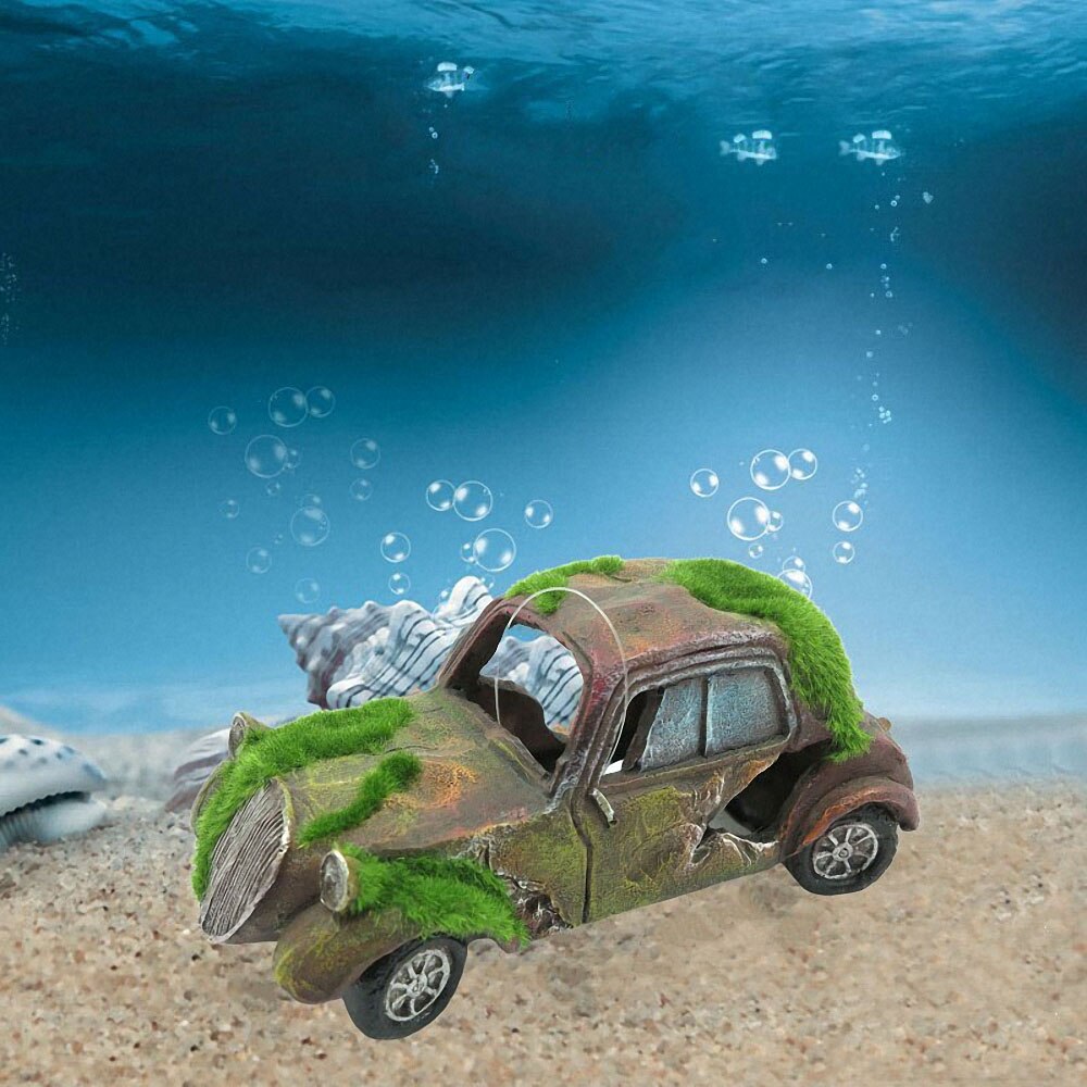 car fish tank accessories Thematic Retro Chimney Decor for Aquarium, Accessories, – Foodie Puppies Resin Car Fish Tank Decoration