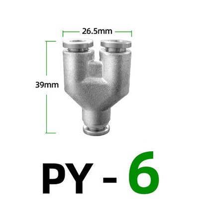 Y-type pneumatic joint three-way stainless steel joint connection quick-plug joint 304PY connection 4 6mm 8mm 10mm 12mm Y-shape: PY-6