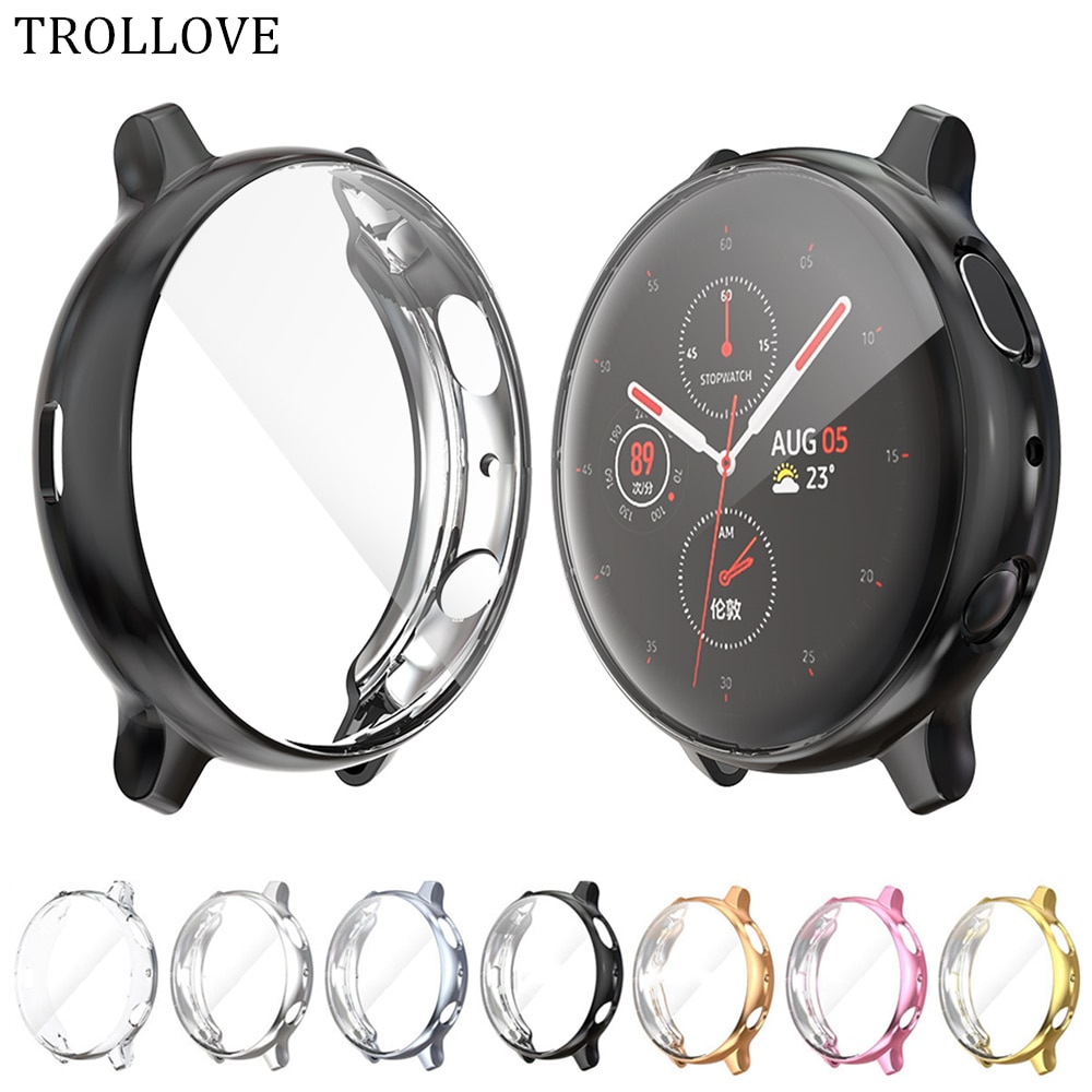 Täysi suoja kellon suojakuori samsung galaxy watch active 2 kotelolle 40mm 44mm ohut tpu pehmeä kotelo näytönsuoja active 2:lle