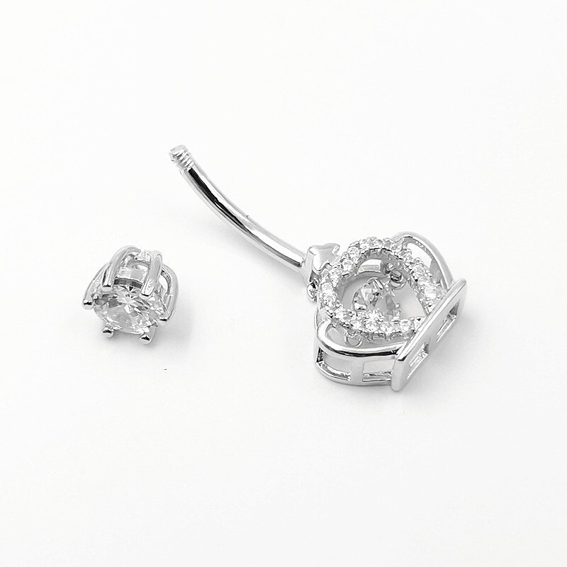 Hellolook 925 bauchnabelpiercings aus sterlingsilber mit kristall-zirkonia-krone – sexy körperschmuck