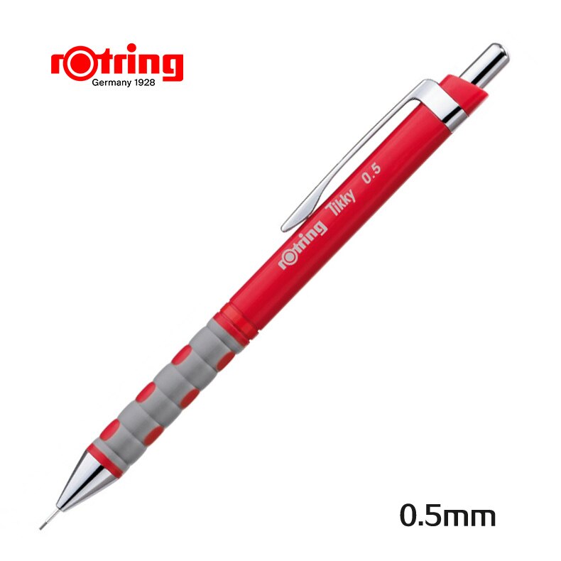 Roterende tikky mekanisk blyant 0.35mm/0.5mm/0.7mm/1.0mm blyblyanter til skolegrafittegning af blyantkunstforsyninger: Rød 05mm