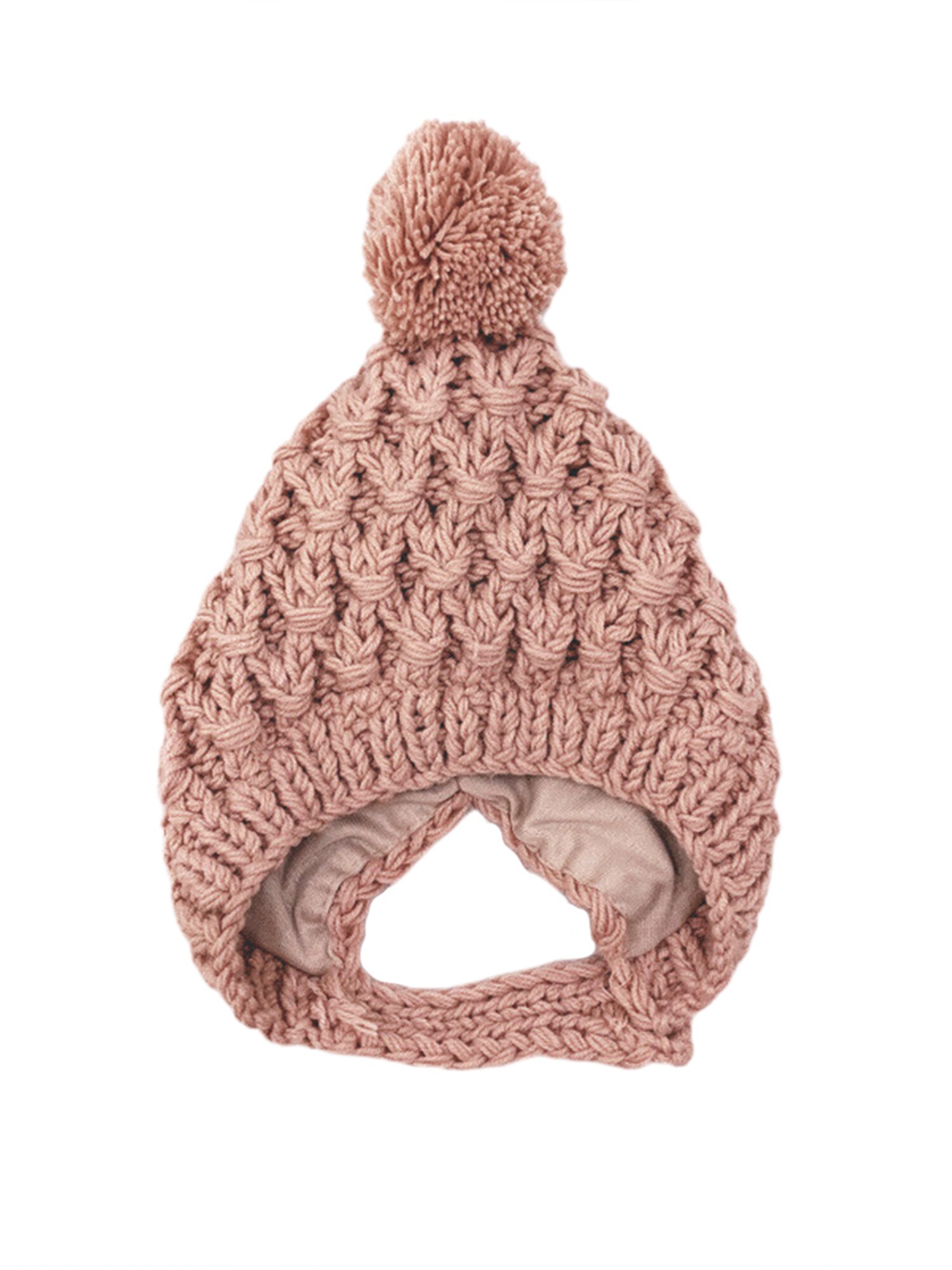 Gorro de lana para bebé, gorro grueso de lana a prueba de viento, Color sólido, Rosa polvoriento, rojo vino, caramelo, Beige y caqui, 3-24 meses: Rosa