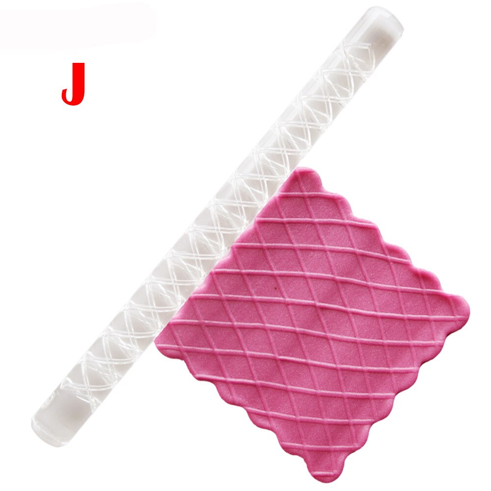 Embossing Acryl Rolling Pin Fondant Suiker Ambachtelijke Cake Bakken Decorating Mould Tool Home Keuken Deeg Rolling Pin Gadgets: J