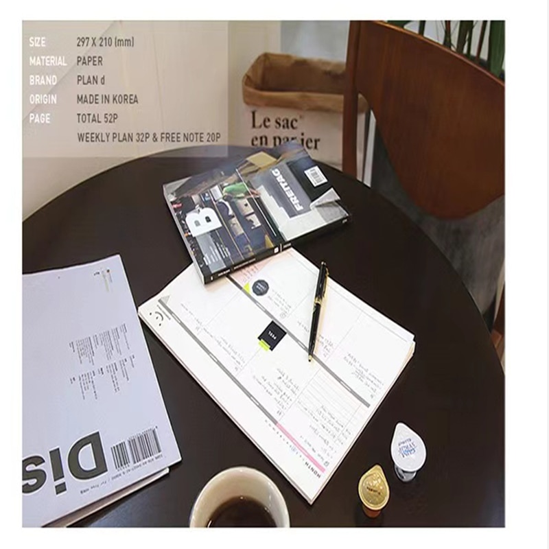 60 sider simpelt kontor skoleartikler papirvarer notesbog notat rives ugentlig månedlig arbejdsplan skema notesblok