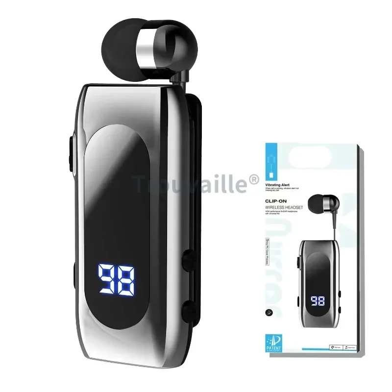 K55 Lavalier Wireless Earphone Bluetooth 5.0 Earphone In Lotus Bussiness Headphone Headset Fast Charge Vibration Power Display: Blue