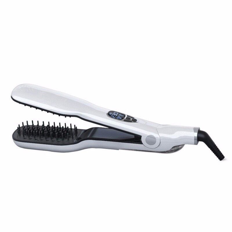 2022 Steam Hair Straightener Brush Titanium Ceramic Flat Iron Electric Hair Comb Fast Hair Straightening Iron: white / UK