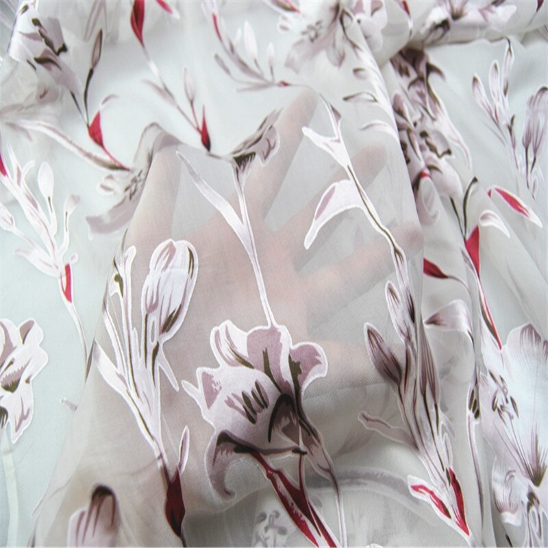 Silke opal stof silke udbrændt 12m/m 114cm 44 tommer gren design søde mønstre silke jacquard tekstil til japansk kimono