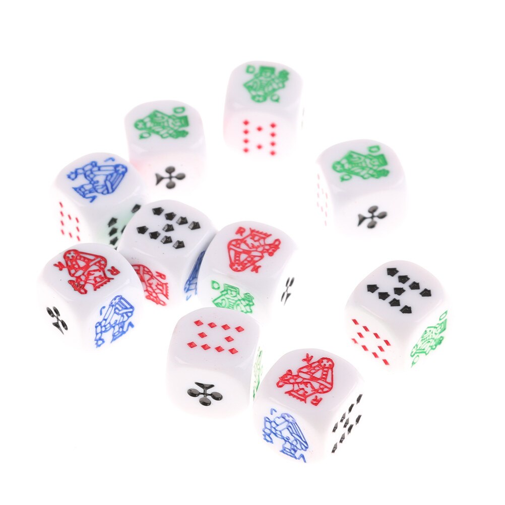 10 unidades de dados de póquer de seis lados de 12mm para juegos de cartas de póquer de Casino favorito