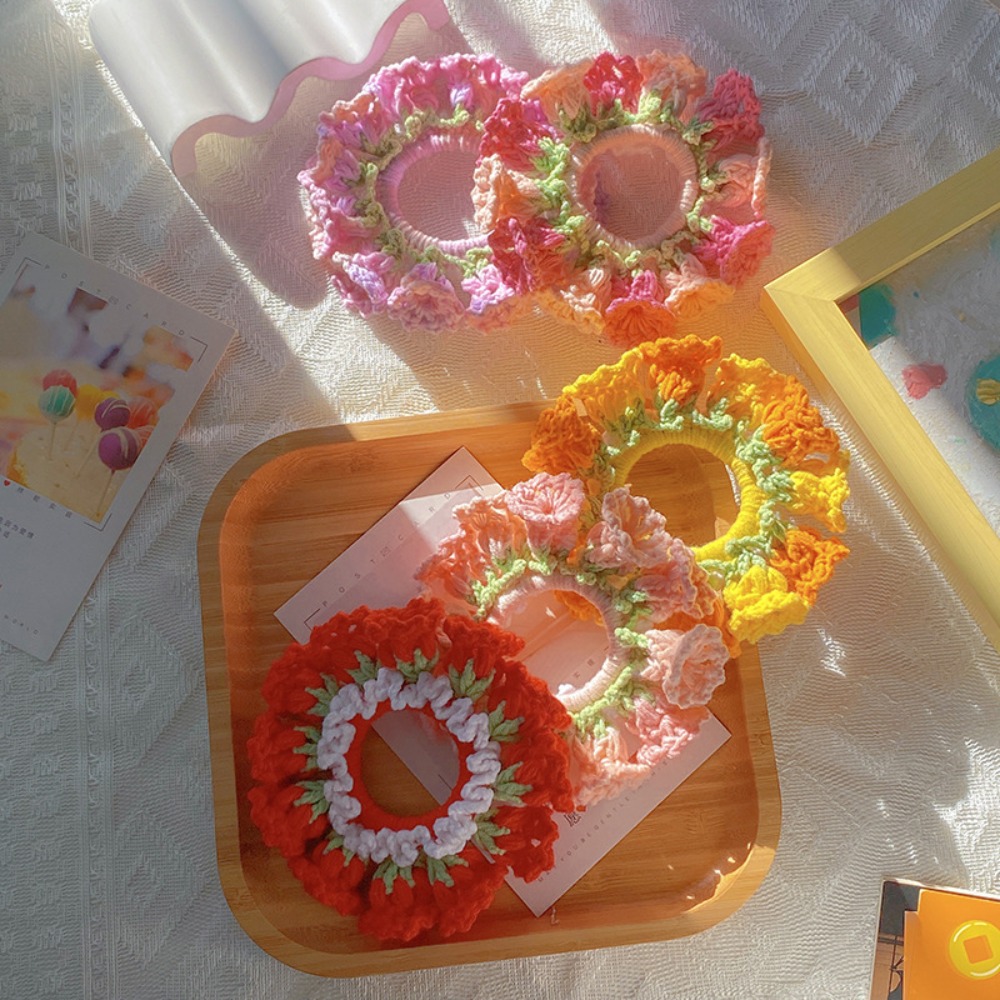 Ręcznie Robione Szydełkowe Kwiaty Dziane Gumki robić Włosów Nakrycia Głowy dla Kobiet Wiosna Lato Flores Convallariae Opaska robić Kucyka Akcesoria robić Włosów