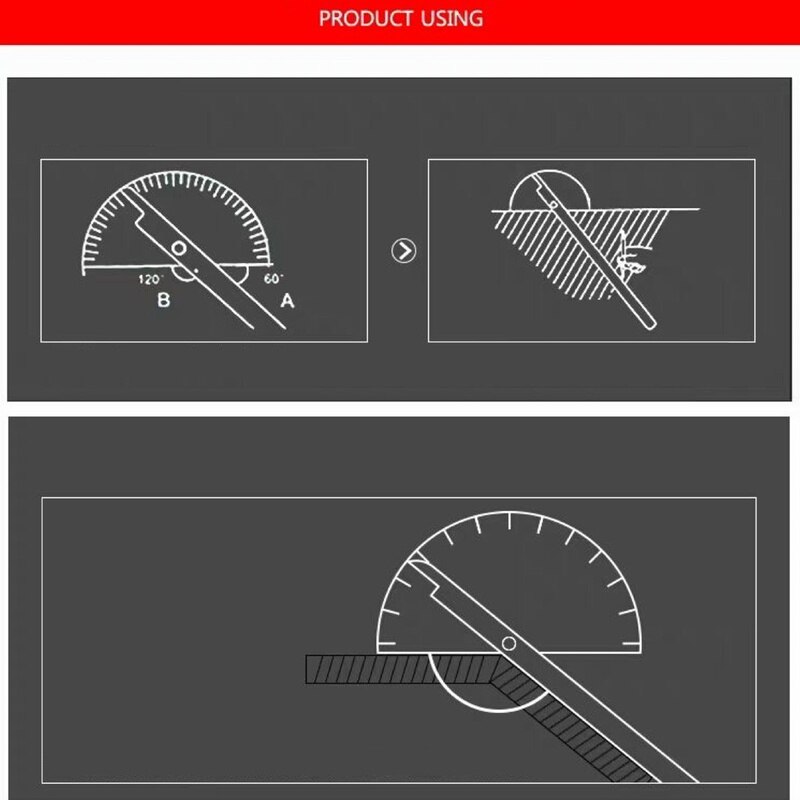 180 Degree Adjustable Protractor multifunction stainless steel roundhead angle ruler mathematics measuring tool