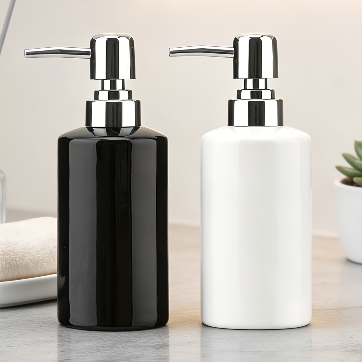 1Pc Zeepdispenser, 300 ml/10 oz keramische pompdispenser voor vloeibare zeep, hervulbare afwasmiddeldispenser voor keuken, badkamer, wasruimte