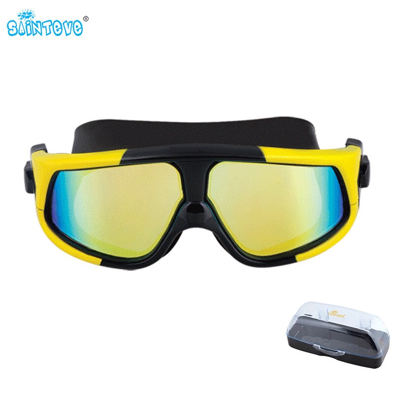 Sainteve 1pc plastic zwembril anti-condens glazen gegalvaniseerd waterdicht zwemuitrusting voor volwassenen accessoires: Geel / Naakte spiegel