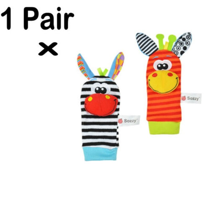 1 paar Baby Infant Weiche Rasseln Nette Baby Spielzeug Handgelenk Handbell Fuss-sucher Socken Entwicklungs spielzeug