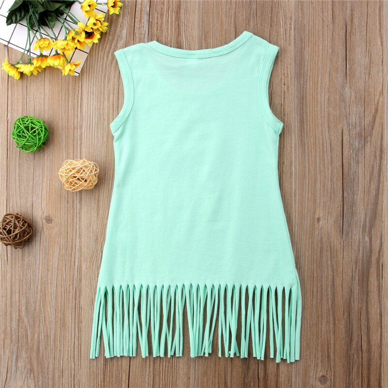 Summer Cute Unicorn Cotton Dress Toddlers Girls Tassel Party Birthday Princess Casual Dresses Kids Clothing Aged 1-6Y