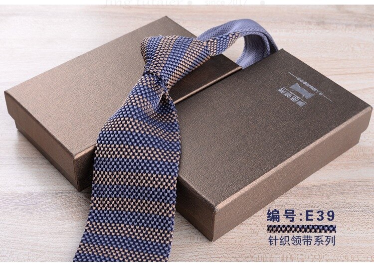 GUSLESON 6cm Slim Knit Tie for Men Business Leisure Skinny Necktie Burgandy Colorful Striped Dots Weave Ties: 39