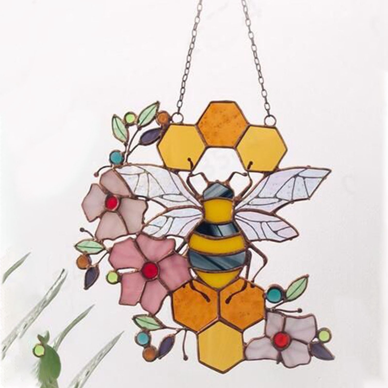 Colgante de abeja de avispas de colores, mosaico hecho a mano, panal de abeja, artesanías colgantes, decoraciones de jardín, del Día de la madre: GJ2