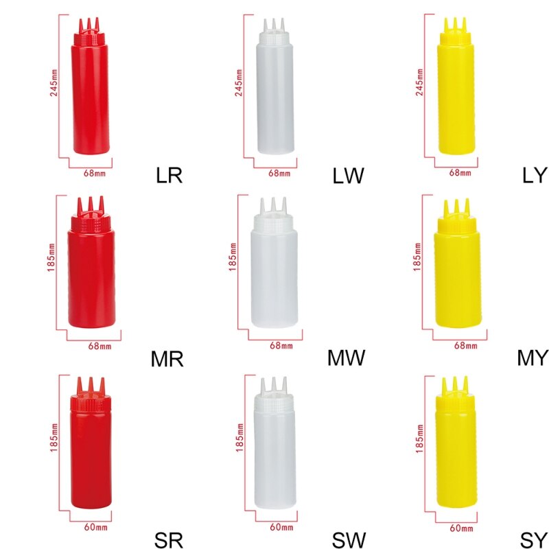 Bouteille à salade en plastique 3 trous | Bouteille à presser, Sauce tomate, bouteille de Sauce, bouteille de confiture pour la cuisine 340/460/680ml