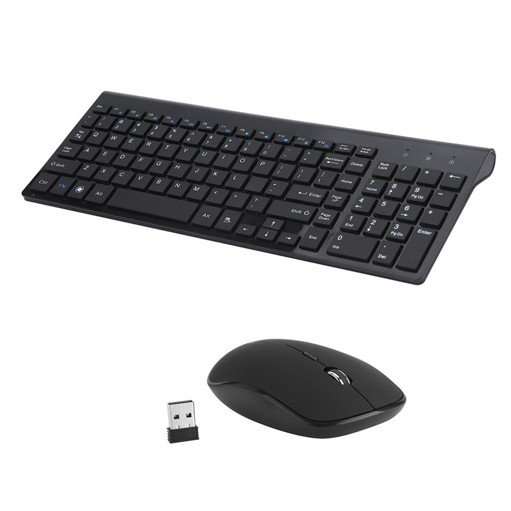Wireless 2.4G Keyboard and Mouse 800-1200DPI Mechanical Keyboard Mouse Set for Laptop Computer Ultra-thin Keyboard Mouse: black
