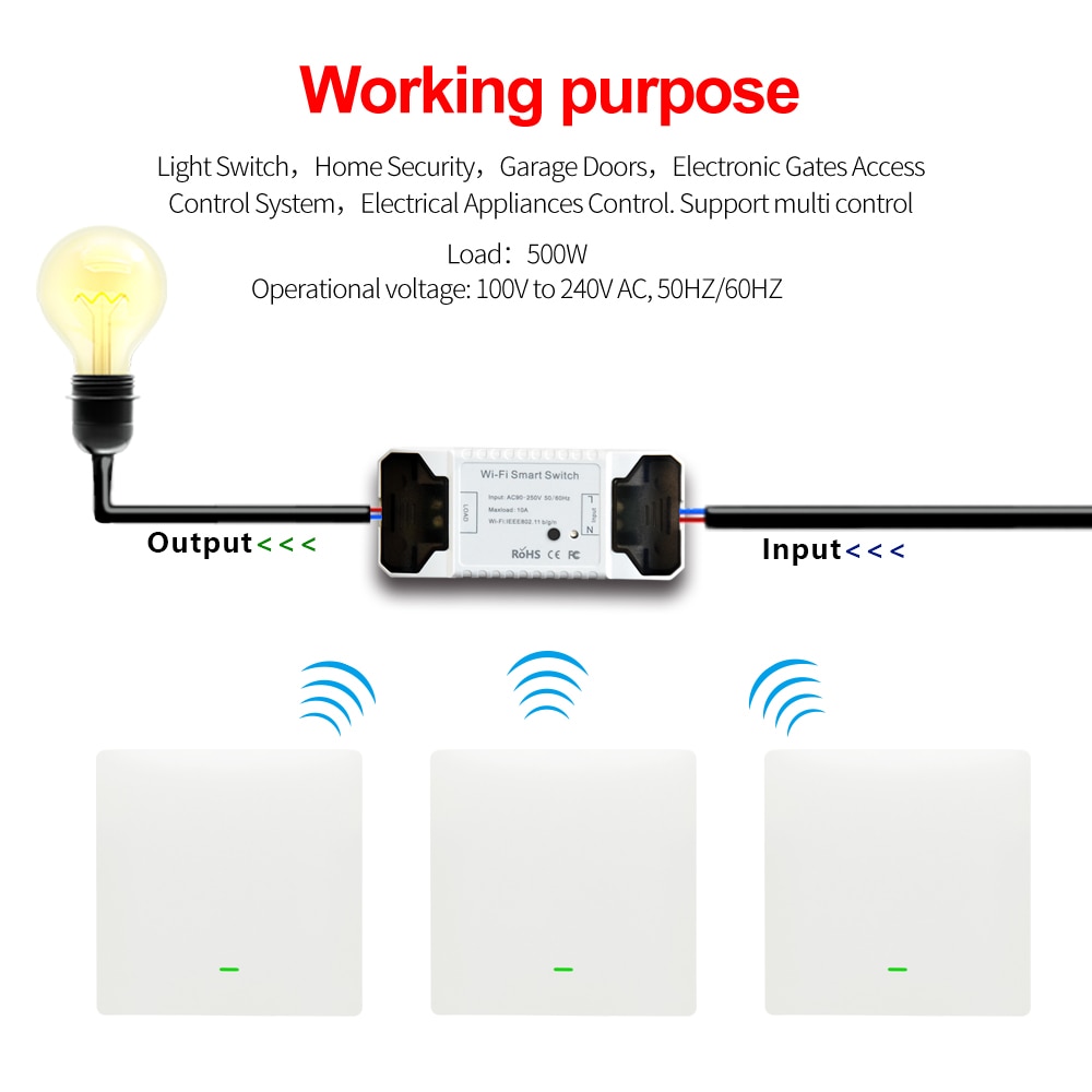 EJLINK Smart Switch Wifi Fernbedienung Smart Home Automation Arbeitet mit Alexa Google Home Drahtlose Licht Schalter DIY Modul