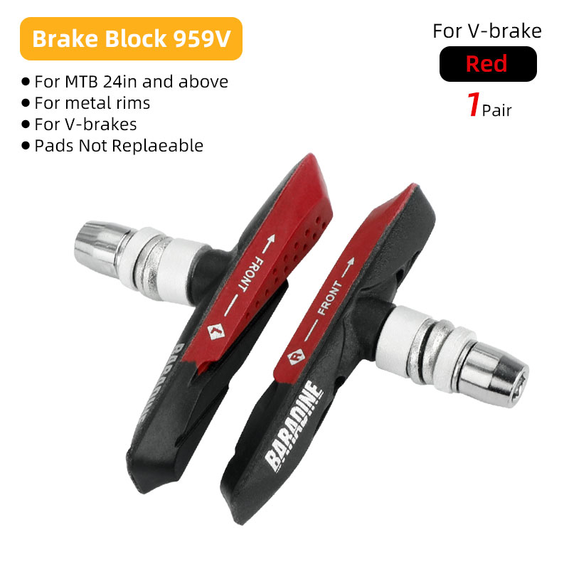 Baradine 959V 73mm MTB V-Brake Pads Mechanical Linear Pull Brakes Dual Compound Bicycle Brake Blocks All-Weather use: WHITE
