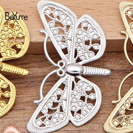 Boyute (50 Stuks/partij) 38*23 Mm Dragonfly Filigraan Bevindingen Metalen Messing Diy Handgemaakte Haar Sieraden Accessoires: Silver Plated
