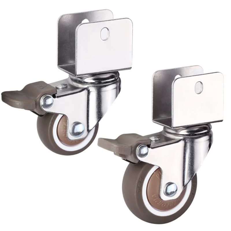 Rotary Caster Wheels 4pcs Locking Carrier Wheel Swivel 360°degree Furniture Children's Bed Moving Noiseless Castor With Brake