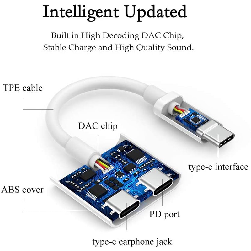 Type C Adapter 2 In 1 Splitter For Huawei Mate40 Mate30 Mate20 P40 P30 P20 Pro Nova 8 7 6 Connector USBC To 3 5mm Jack Converter