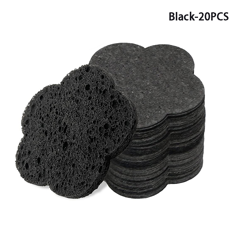 10/20PCS Reusable Face Cleaning Sponge Pad Exfoliator Mask Facial SPA Massage Makeup Removal Thicker Compress Natural Cellulose: Pink