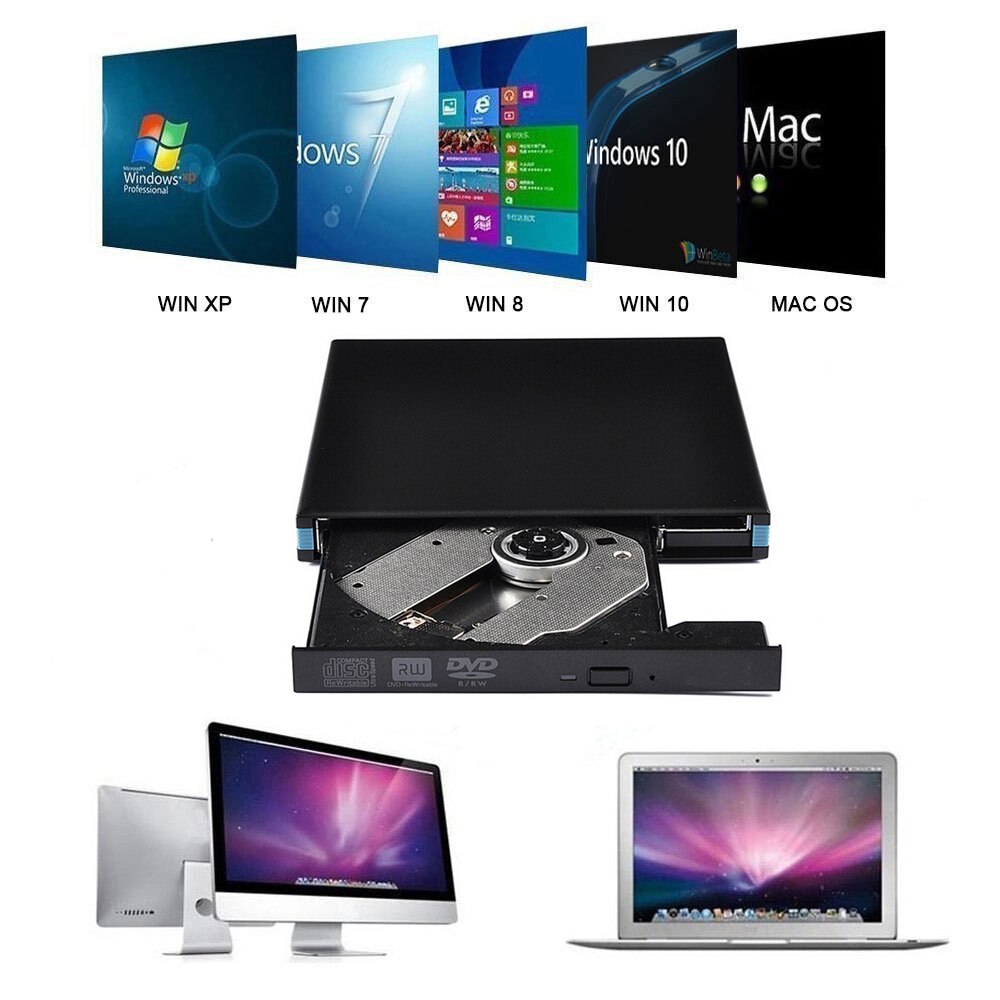 Lecteur optique Compact et mince USB 3.0 pour ordinateur portable, lecteur de DVD, RW, graveur de CD, enregistreur, lecteur de charge