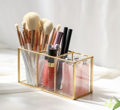 Make-up Kwasten Organizer Box Mascara Lipstick Stand Case Borstel En Liner Make Organizer Acryl Make-Up Tools: 3 Slots