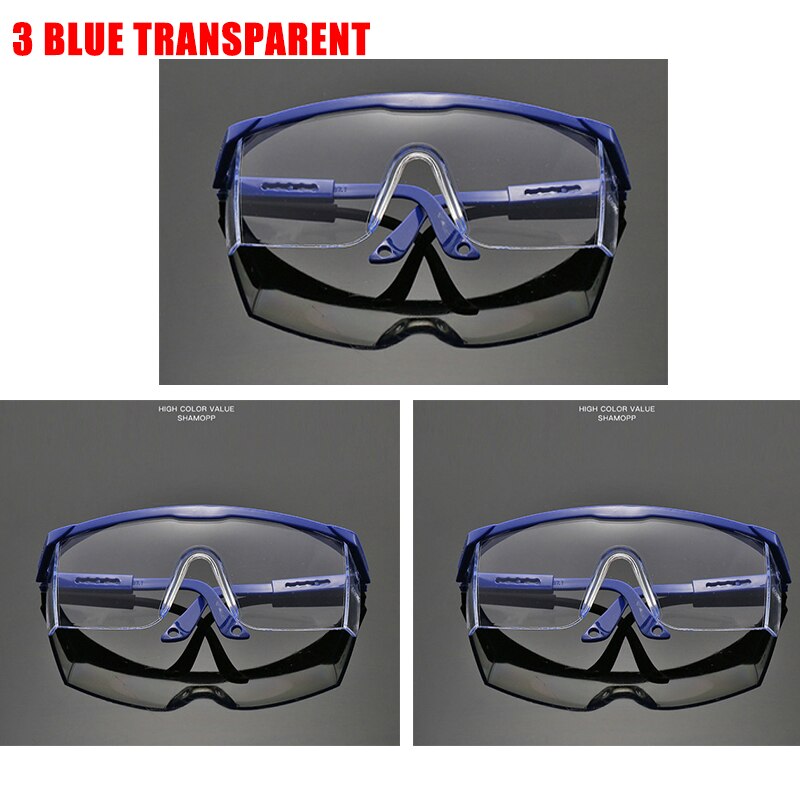 Safety Goggles Personal Protective Equipment, Polycarbonate Safety Glasses Anti-Virus Dust-Proof Wind-Proof Protective Glasses: 3PCS  Goggles Bl